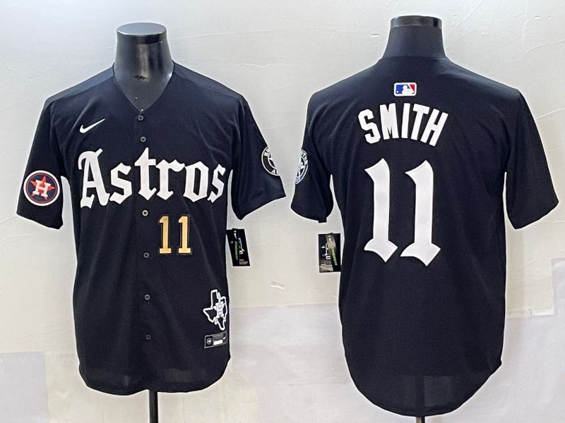 Men 2025 Houston Astros #11 Smith Black Five generations Joint Name Nike MLB Jersey style 40->houston astros->MLB Jersey